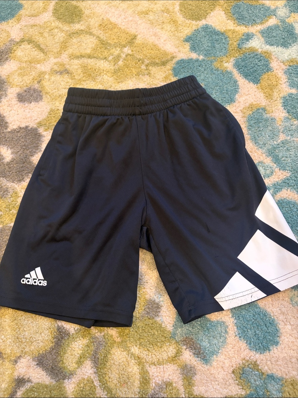 adidas Black Athletic Shorts with White Logo Panels